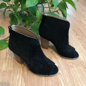 Lucky Brand Black Open Toe Ankle Boots Size 7 1/2